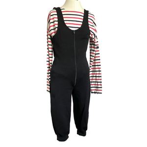 Vintage TRO Black Cropped Sleeveless Ski Jumpsuit - S